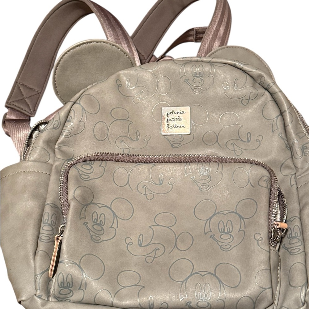 Petunia Pickle Bottom Gray Backpack with Mickey Design